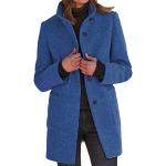 Cappotti classici eleganti blu XXL taglie comode tinta unita lavabili in lavatrice per l'autunno manica lunga per Donna 