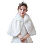 Coprispalle casual bianchi 12 anni di pelliccia con pon pon da lavare a mano per bambina SK Studio di Amazon.it 