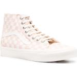 Sneakers alte larghezza A scontate rosa in tessuto a quadri con stringhe Vans Sk8-HI 