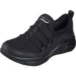 Sneakers slip on larghezza E casual nere numero 37,5 con allacciatura elasticizzata traspiranti per Donna Skechers Arch Fit 