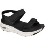 Sandali sportivi larghezza E casual neri numero 37 in tessuto con punta aperta chiusura velcro per Donna Skechers Arch Fit 