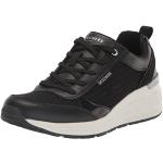 Sneakers larghezza E casual nere numero 41 in mesh con tacco fino a 3 cm traspiranti con zeppa per Donna Skechers 