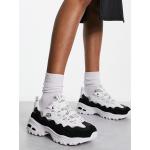 Skechers - D'Lites - Sneakers con motivo ondulato a strati in pelle nera e bianca-Nero