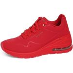 Sneakers larghezza E casual rosse numero 38 di gomma con tacco fino a 3 cm per Donna Skechers 
