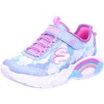 Sneakers slip on larghezza E scontate casual blu numero 21 con glitter con allacciatura elasticizzata per bambini Skechers 