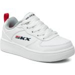 Sneakers stringate larghezza E scontate bianche numero 33 in similpelle idrorepellenti per bambini Skechers Sport 