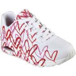 Sneakers larghezza A bianche numero 37,5 all over con stringhe con tacco fino a 3 cm platform per Donna Skechers Uno 2 