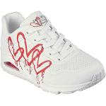 Sneakers stringate larghezza A bianche numero 37 con stringhe con tacco fino a 3 cm per Donna Skechers Uno 
