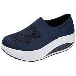 Sneakers larghezza E eleganti blu scuro numero 38 di tela con strass con stringhe tacco a blocco traspiranti platform per Donna Generic 