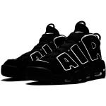 Sneakers alte larghezza E nere di gomma con stringhe per Donna Nike Air More Uptempo 