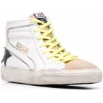 Sneakers alte larghezza A bianche numero 44 in tessuto con cerniera Golden Goose 