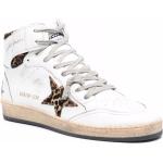 Sneakers alte larghezza A bianche numero 45 di gomma leopardate con stringhe Golden Goose 