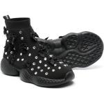Sneakers alte larghezza E scontate nere numero 37 di gomma con strass con allacciatura elasticizzata per Donna Monnalisa 