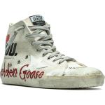 Sneakers alte larghezza E numero 47 di gomma con glitter con stringhe per Donna Golden Goose Francy 