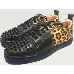 Sneakers basse larghezza E nere leopardate con stringhe 