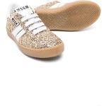 Sneakers stringate larghezza A dorate numero 37 di gomma a righe con paillettes con stringhe per Donna Msgm Kids 