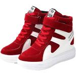 Sneakers larghezza E casual rosse numero 39 di gomma chiusura velcro traspiranti platform per Donna 