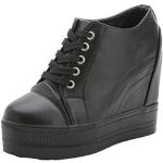 Sneakers larghezza E casual nere numero 34 con stringhe platform per Donna 