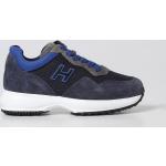 Sneakers basse larghezza E scontate casual blu numero 28 in tessuto con stringhe Hogan Interactive 