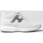 Sneakers basse larghezza E casual bianche numero 35,5 di tessuto sintetico con strass Hogan Interactive 