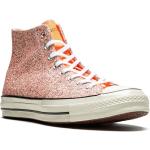 Sneakers alte larghezza E arancioni di gomma con glitter con stringhe per Donna Converse 