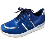 Sneakers larghezza E romantiche blu numero 42 in mesh con tacco sopra i 9 cm traspiranti platform per Donna 
