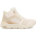 Sneakers alte scontate beige in similpelle per Donna Skechers 