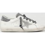 Sneakers larghezza E bianche numero 40 con glitter per Donna Golden Goose Super Star 