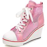 Sneakers larghezza E casual rosa numero 40 di gomma con tacco da 5 cm a 7 cm traspiranti con zeppa per Donna 