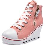 Sneakers larghezza E casual rosa numero 35 di gomma con tacco da 5 cm a 7 cm traspiranti con zeppa per Donna 