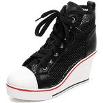 Sneakers larghezza E scontate casual nere numero 40 di gomma con tacco da 5 cm a 7 cm traspiranti con zeppa per Donna 