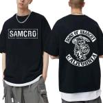 Sons of Anarchy SAMCRO Double Sided Stampa Tshirt Uomo Donna Moda Hip Hop Rock Tees Manica corta Estate Cotone T-shirt Top