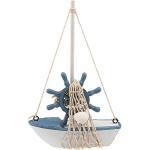 Soprammobile mini barca a vela in legno con decorazione rete da pesca, decorazione in stile nautico, ideale per la casa o per il negozio, Voilier Gouvernail