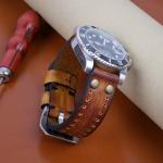Cinturini orologi vintage rossi per Uomo con cinturino in ecopelle 