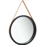 Specchi rotondi neri in similpelle con cornice diametro 60 cm 