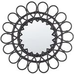 Specchi rotondi moderni neri in rattan con cornice diametro 60 cm Beliani 