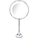 10x specchio ingranditore illuminato a led con forte ventosa, usb o  batteria - specchio per il trucco con luce naturale dimmerabile per bagni,  Luna (bianco)