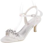 Sandali gioiello eleganti bianchi numero 39 di gomma con punta aperta per damigelle per Donna 