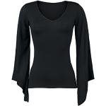 Magliette & T-shirt scontate nere XXL taglie comode in viscosa manica lunga con scollo a V per Donna Spiral Direct 