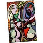 Stampa su tela, grande, 76,20 x 50,80 cm, motivo: La ragazza allo specchio di Pablo Picasso