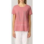 Magliette & T-shirt stampate rosa a girocollo mezza manica per Donna Giorgio Armani Exchange 