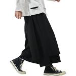 Stile Giapponese Kimono Harem Pantaloni Haori per Mens Vintage Gamba Larga Larghi Pantaloni Pantaloni Dritto Nero L
