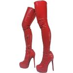 Stivali larghezza A eleganti rossi numero 45,5 in similpelle con tacco per Donna 