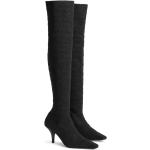 Stivali alti larghezza A neri numero 36,5 in tessuto tacco stiletto per Donna Gucci 
