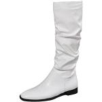 Stivali eleganti bianchi numero 39 di pelle con borchie con cerniera traspiranti con tacco per Donna 