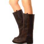 Stivali texani larghezza A vintage marroni numero 37 di pelle con tacco da 3 cm a 5 cm per Donna KikkiLine 