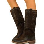 Stivali texani marroni numero 37 in pelle di camoscio con tacco da 3 cm a 5 cm per Donna KikkiLine 