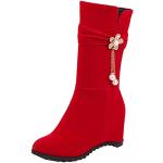 Stivali larghezza A rossi numero 40,5 di pelle con borchie con cerniera tacco a zeppa per Natale con tacco per Donna Generic 