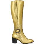 Stivali larghezza A scontati dorati numero 37 di pelle tinta unita con punta quadrata con cerniera con tacco per Donna Gucci 
