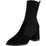 Stivali eleganti neri numero 38 di pelle con tacco da 5 cm a 7 cm impermeabili con tacco per Donna Generico 